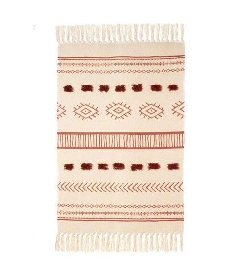 Alfombra de Algodón con Flecos de Estilo Étnico