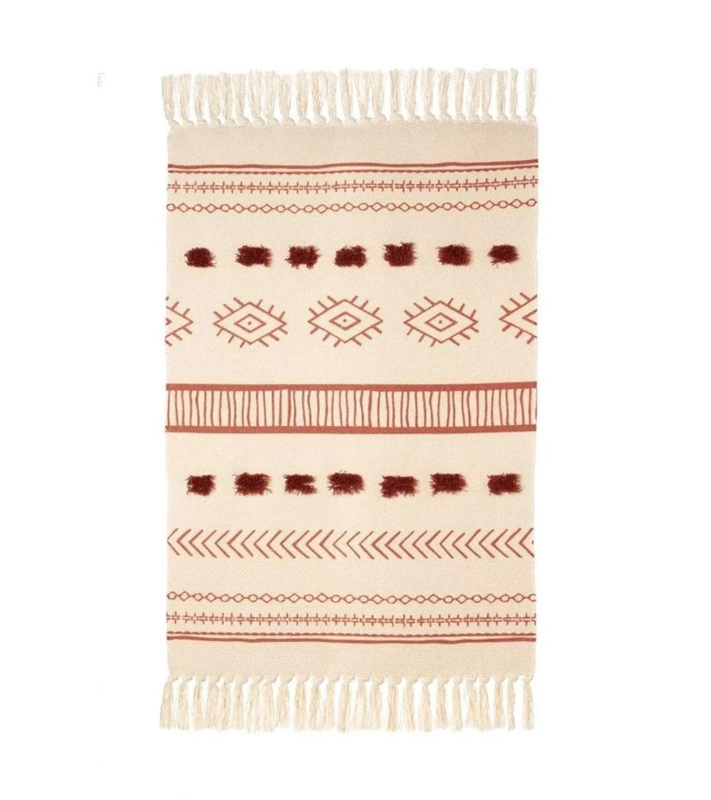 Alfombra de Algodón con Flecos de Estilo Étnico