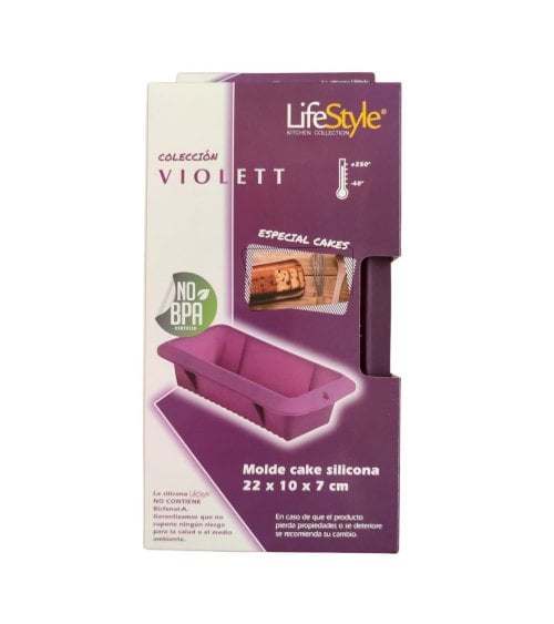 Molde de Silicona para Pastel 20x10x7cm en Color Violeta