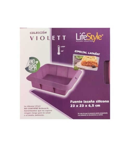 Molde de Silicona para Lasaña 23x23x6,5 en Color Violeta