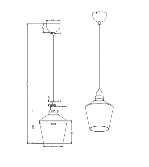 Lámpara Colgante Calais E27 60 W de Cristal Ahumado