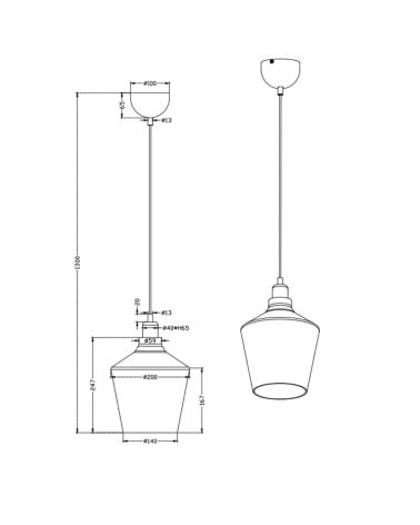 Lámpara Colgante Calais E27 60 W de Cristal Ahumado