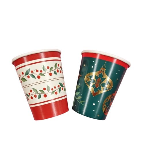 Set de 6 Vasos Desechables Navideños de 270 cc para Fiestas