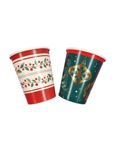 Set de 6 Vasos Desechables Navideños de 270 cc para Fiestas