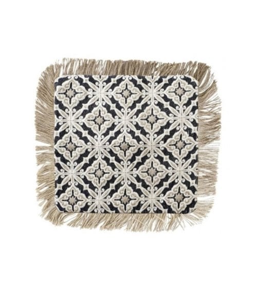 Funda Cojín Flecos con Estampado Geométrico