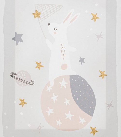 Cuadro Infantil de Conejo en la Luna