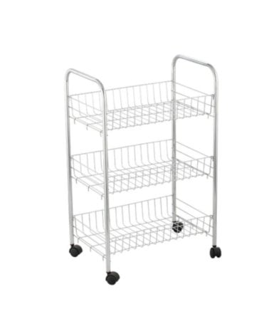 Carrito Verdulero Metálico de 3 Pisos Cromado