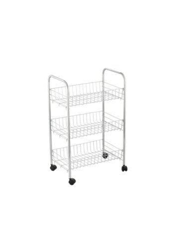Carrito Verdulero Metálico de 3 Pisos Cromado