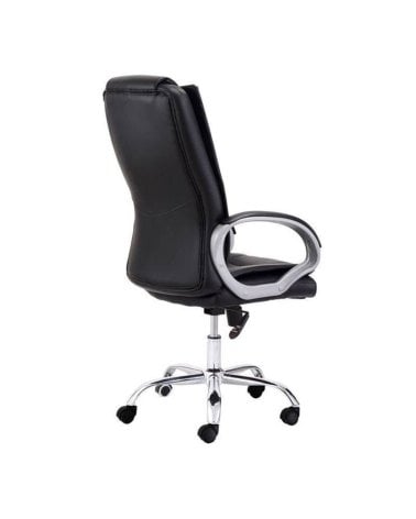 Sillón de Oficina Atlas de Piel en Color Negro, 64x68x114/122