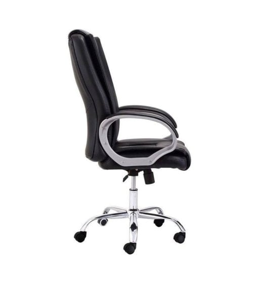 Sillón de Oficina Atlas de Piel en Color Negro, 64x68x114/122