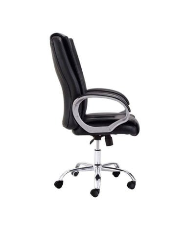 Sillón de Oficina Atlas de Piel en Color Negro, 64x68x114/122