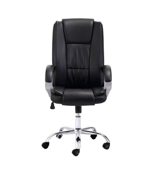 Sillón de Oficina Atlas de Piel en Color Negro, 64x68x114/122