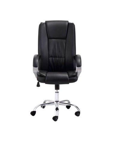 Sillón de Oficina Atlas de Piel en Color Negro, 64x68x114/122