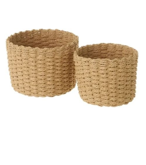 Cesta Redonda de Fibra de Papel Trenzada