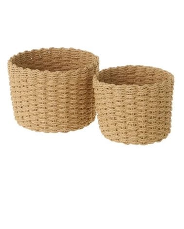 Cesta Redonda de Fibra de Papel Trenzada