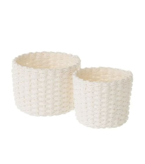 Cesta Redonda de Fibra de Papel Trenzada