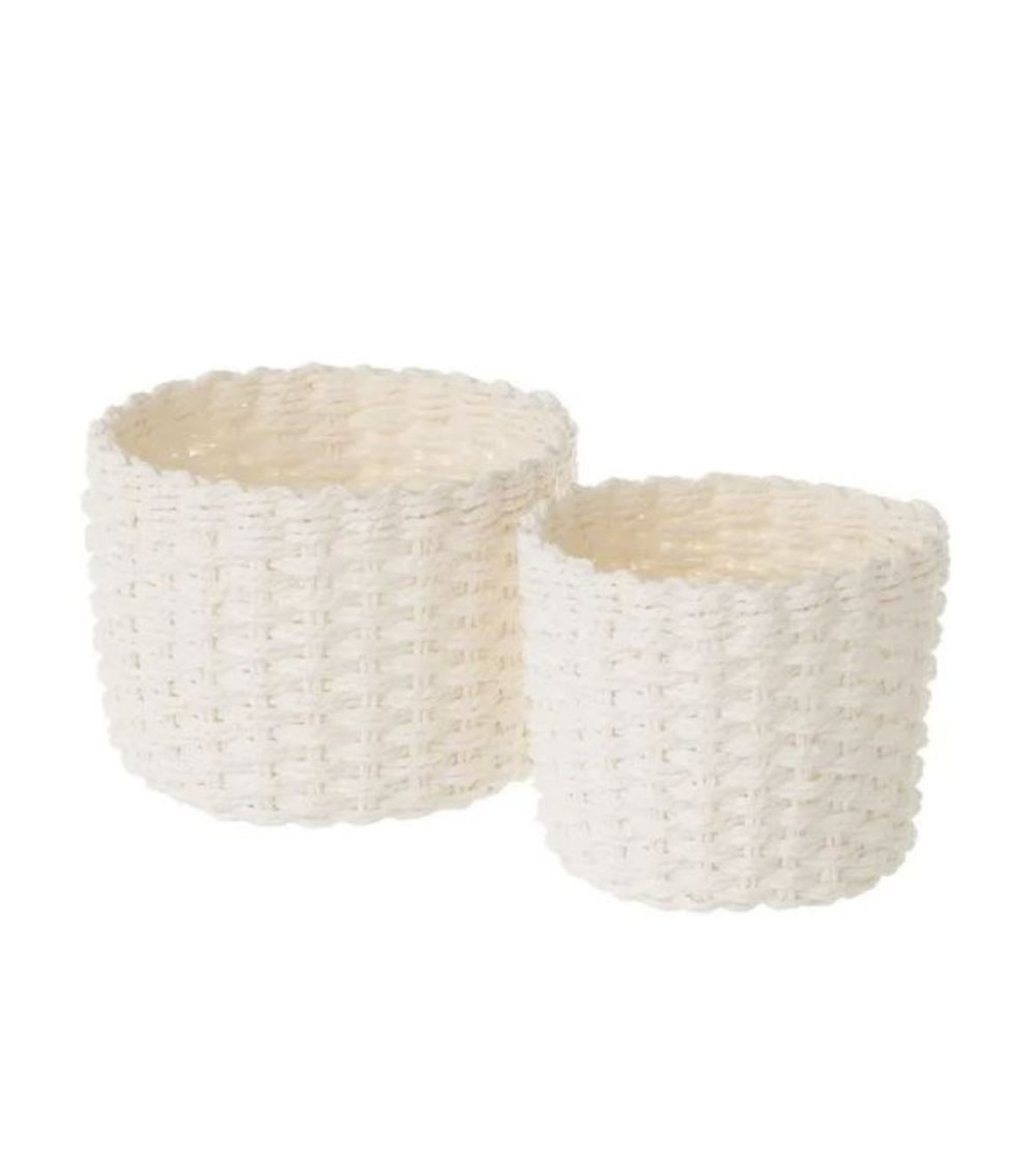 Cesta Redonda de Fibra de Papel Trenzada