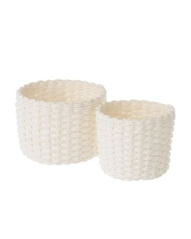Cesta Redonda de Fibra de Papel Trenzada