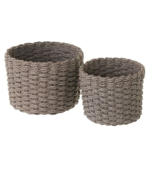 Cesta Redonda de Fibra de Papel Trenzada