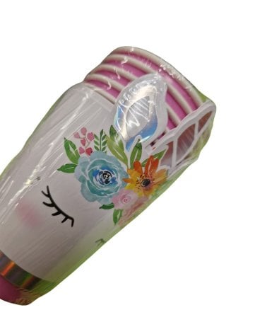Set de 6 Vasos Desechables de 270 ml con Decoración de Unicornio