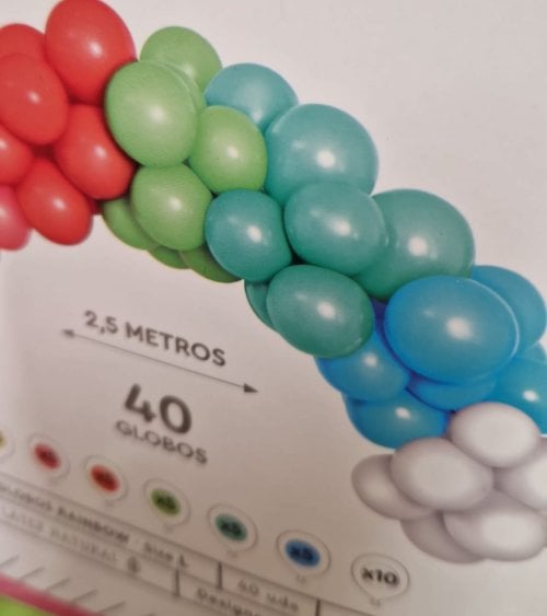 Set 40 Globos Arcoiris - Decoración en Forma de Arco de 1,5M para Fiestas