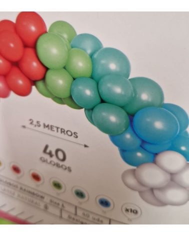 Set 40 Globos Arcoiris - Decoración en Forma de Arco de 1,5M para Fiestas