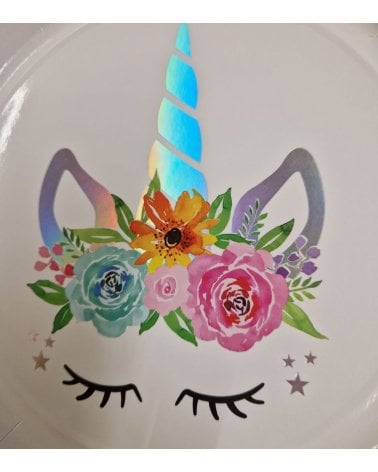 Set de 6 Platos con Estampado de Unicornio de 23 cm para Fiestas
