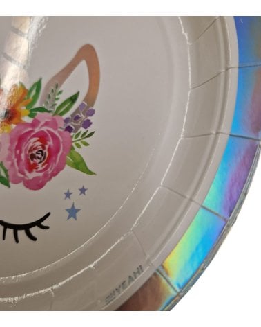 Set de 6 Platos con Estampado de Unicornio de 23 cm para Fiestas