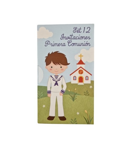 Set de 12 Invitaciones de Mi Primera Comunióncon con Sobre