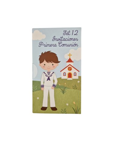 Set de 12 Invitaciones de Mi Primera Comunióncon con Sobre