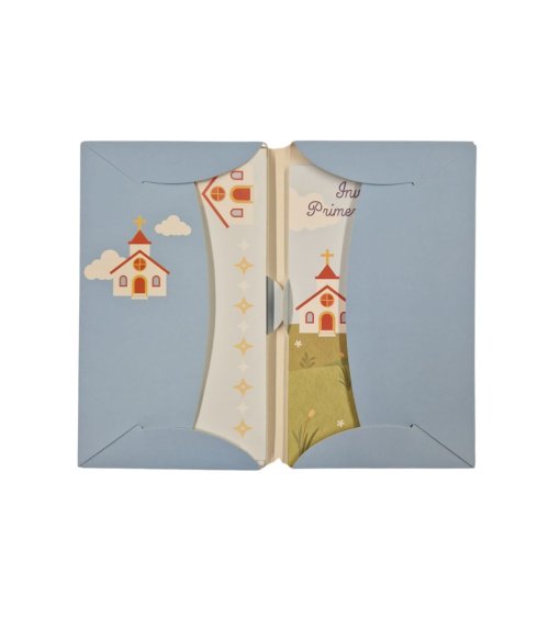 Set de 12 Invitaciones de Mi Primera Comunióncon con Sobre