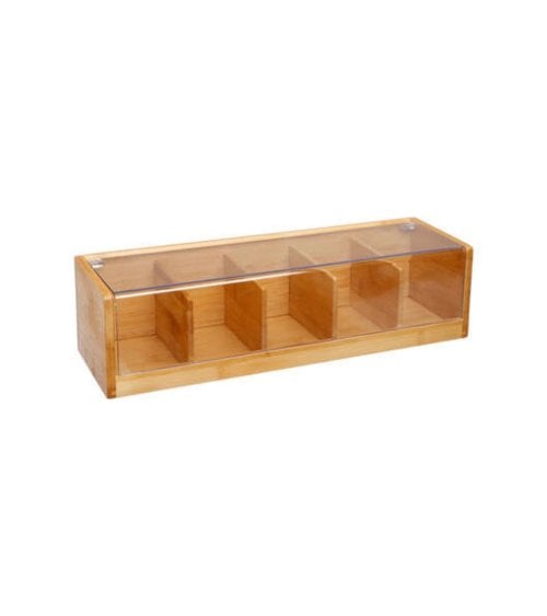 Caja Bambú Organizadora para Té con 5 Compartimentos