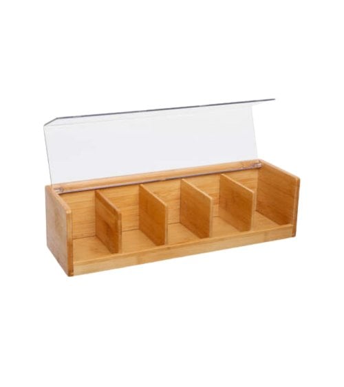 Caja Bambú Organizadora para Té con 5 Compartimentos