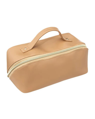 Neceser Beige Efecto Piel, Tamaño Compacto, Ideal Viaje
