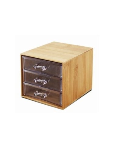 Organizador de maquillaje Bambú Compacto 12x15x10,5 cm para Almacenamiento
