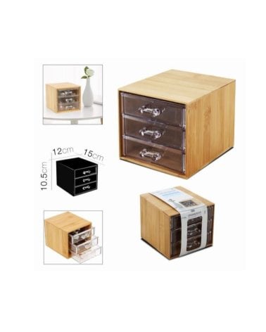 Organizador de maquillaje Bambú Compacto 12x15x10,5 cm para Almacenamiento