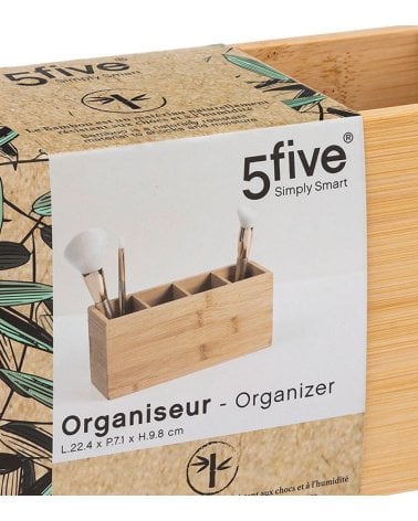 Organizador de maquillaje de Bambú con 4 Compartimentos
