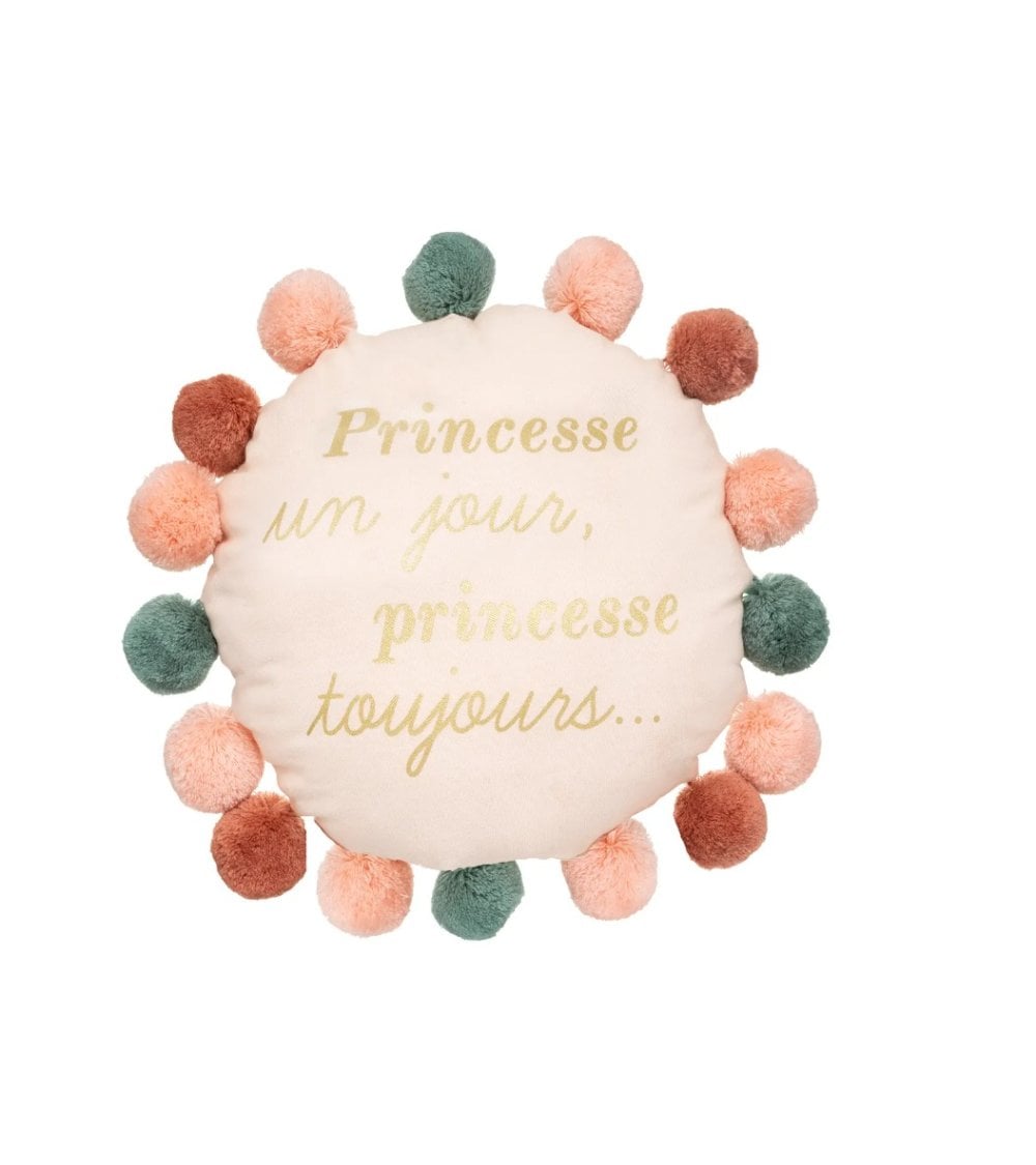 Cojín Redondo con Pompones Atmosphera