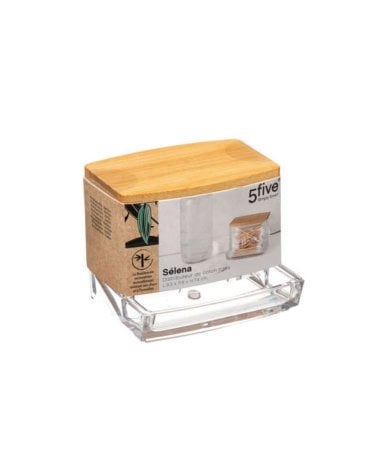 Dispensador de Bambú para Bastoncillos de Algodón