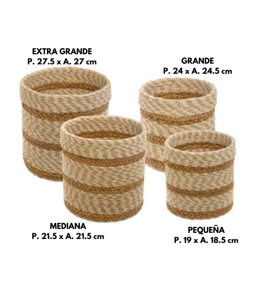 Cesta de Yute a Rayas - Modelo Emmett