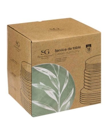 Vajilla de 18 Piezas Green Harmony de Porcelana