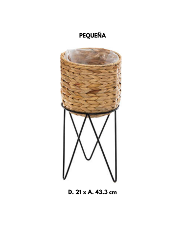 Maceta de Fibra de Jacinto con Pies de Metal