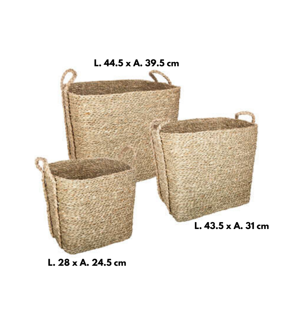 Cesta Rectangular de Caña Natural - Modelo Kilian Grande