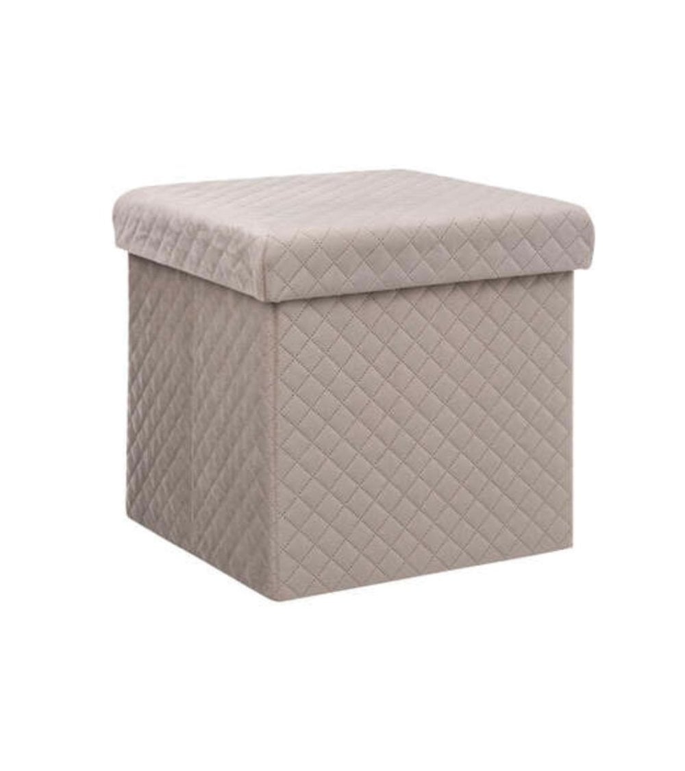 Puff Plegable Aterciopelado con Patrón de Rombos