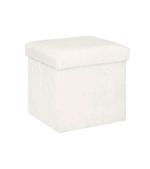 Puf Plegable Ezzio de Pelo Sintético Blanco 38cm