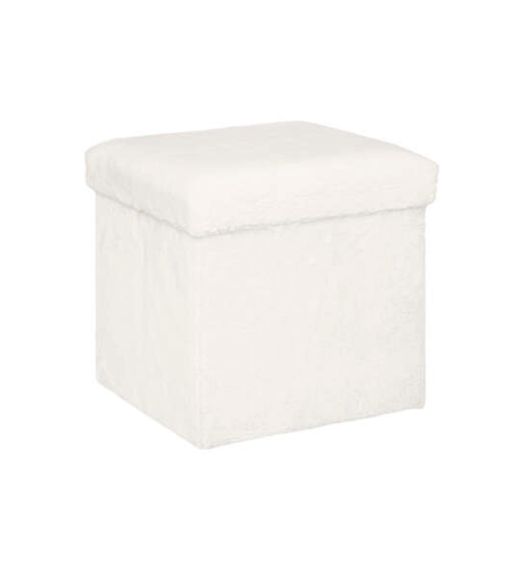 Puf Plegable Ezzio de Pelo Sintético Blanco 38cm