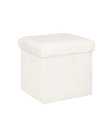 Puf Plegable Ezzio de Pelo Sintético Blanco 38cm