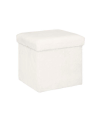 Puf Plegable Ezzio de Pelo Sintético Blanco 38cm