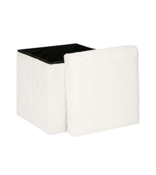 Puf Plegable Ezzio de Pelo Sintético Blanco 38cm