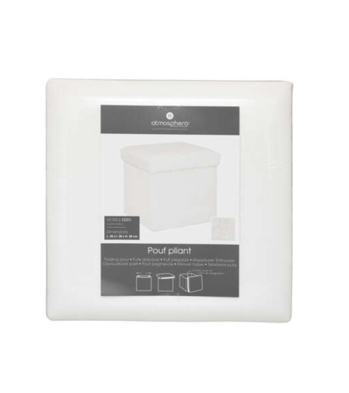 Puf Plegable Ezzio de Pelo Sintético Blanco 38cm